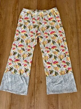Pact Organic Cotton Floral Wide Leg Lounge Staycation Sleep Pants Size Large